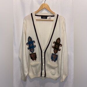 Men’s Vintage wool blend SUNDAY’S beige knit Cardigan size Large